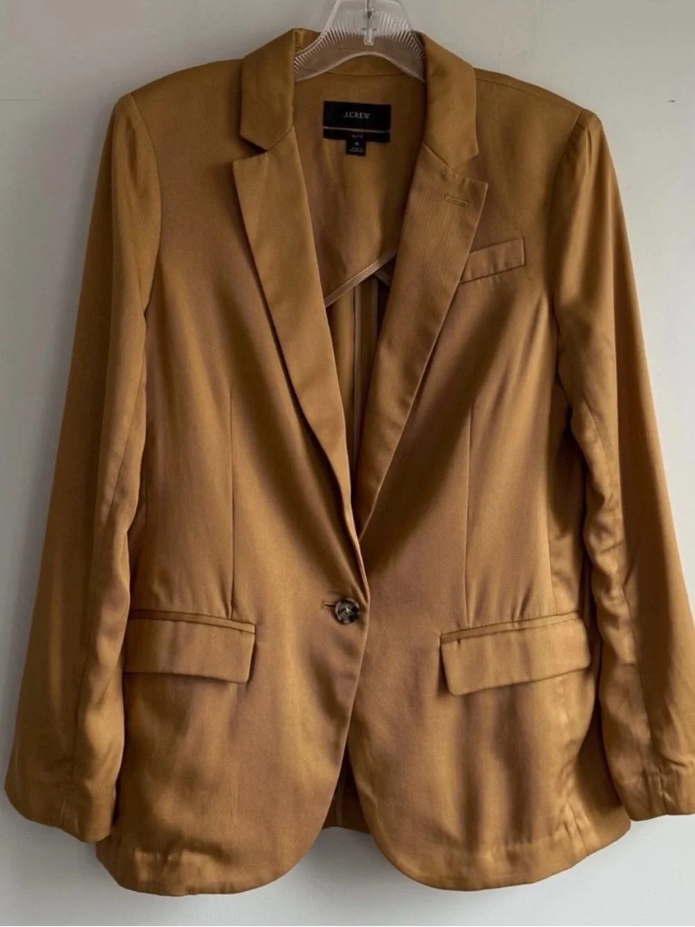 J Crew Alfie Blazer Gramercy Twill 6 Light Cappuccino Tan Camel Women's Jacket